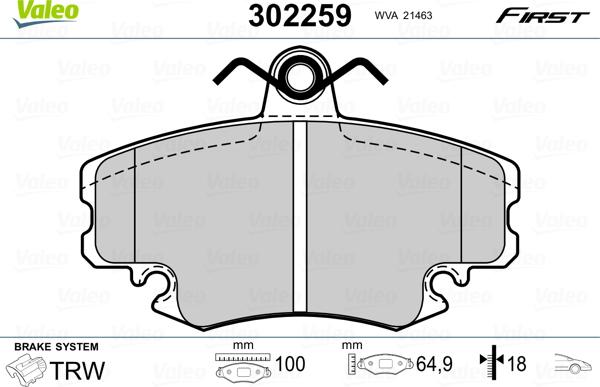 Valeo 302259 - Brake Pad Set, disc brake onlydrive.pro