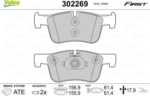 Valeo 302269 - Bremžu uzliku kompl., Disku bremzes onlydrive.pro