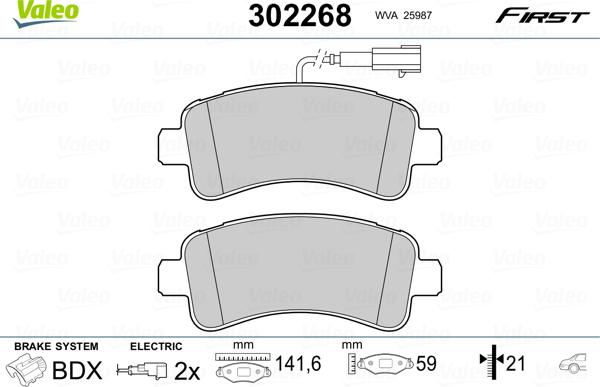 Valeo 302268 - Jarrupala, levyjarru onlydrive.pro