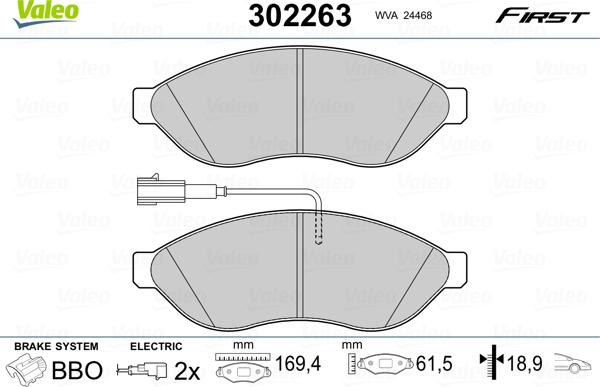 Valeo 302263 - Bremžu uzliku kompl., Disku bremzes onlydrive.pro