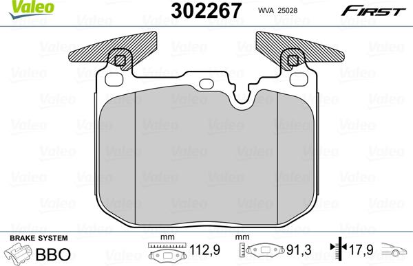 Valeo 302267 - Brake Pad Set, disc brake onlydrive.pro