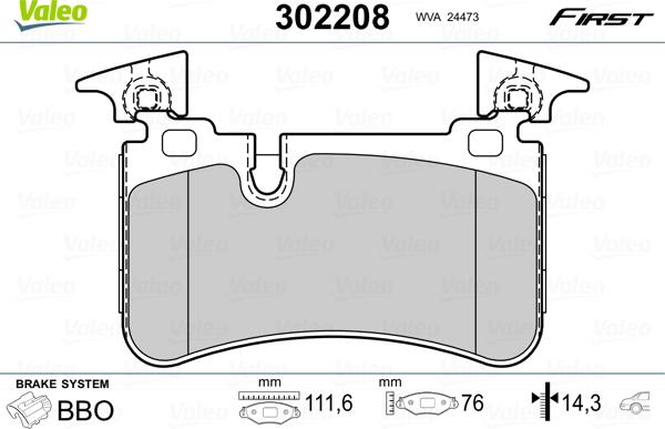 Valeo 302208 - Brake Pad Set, disc brake onlydrive.pro