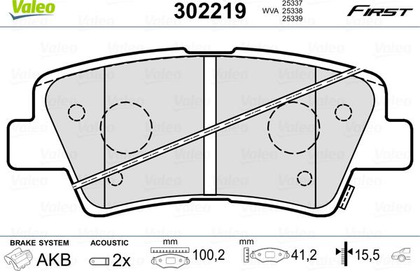 Valeo 302219 - Brake Pad Set, disc brake onlydrive.pro