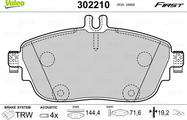 Valeo 302210 - Piduriklotsi komplekt,ketaspidur onlydrive.pro