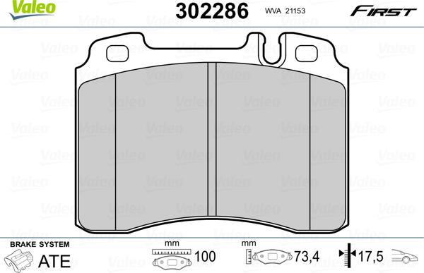 Valeo 302286 - Тормозные колодки, дисковые, комплект onlydrive.pro