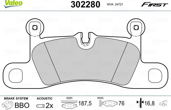 Valeo 302280 - Jarrupala, levyjarru onlydrive.pro