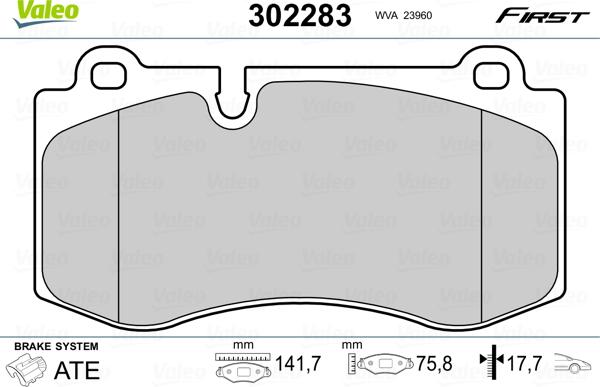 Valeo 302283 - Piduriklotsi komplekt,ketaspidur onlydrive.pro