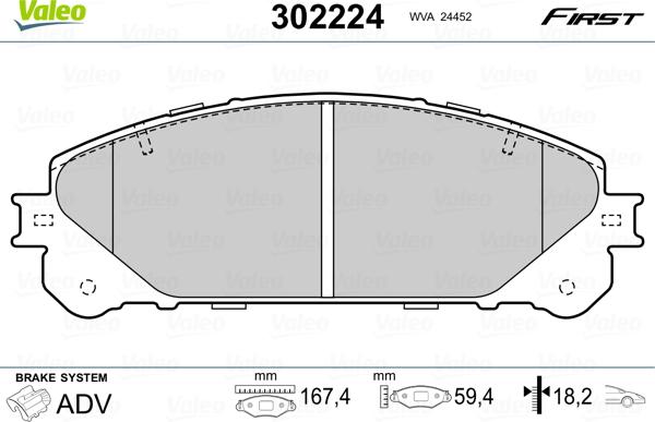 Valeo 302224 - Bremžu uzliku kompl., Disku bremzes onlydrive.pro