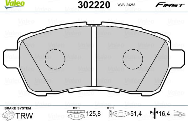 Valeo 302220 - Piduriklotsi komplekt,ketaspidur onlydrive.pro