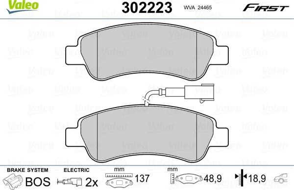 Valeo 302223 - Brake Pad Set, disc brake onlydrive.pro