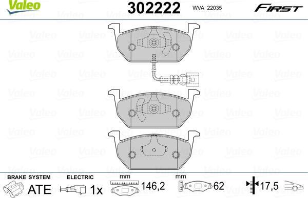 Valeo 302222 - Piduriklotsi komplekt,ketaspidur onlydrive.pro