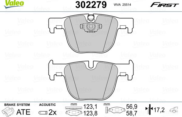 Valeo 302279 - Piduriklotsi komplekt,ketaspidur onlydrive.pro