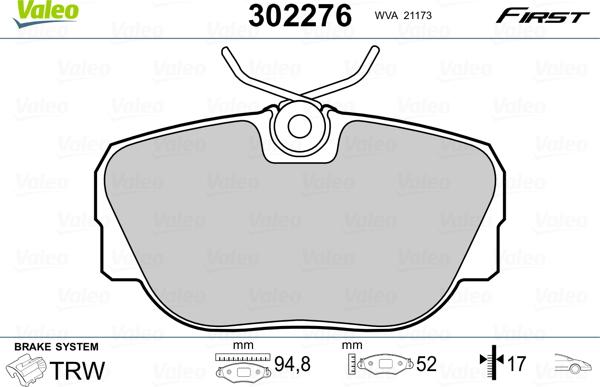 Valeo 302276 - Bremžu uzliku kompl., Disku bremzes onlydrive.pro