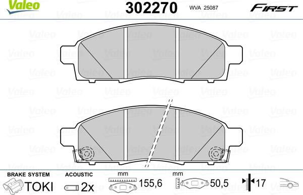 Valeo 302270 - Stabdžių trinkelių rinkinys, diskinis stabdys onlydrive.pro