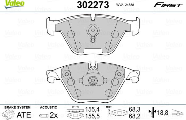 Valeo 302273 - Jarrupala, levyjarru onlydrive.pro