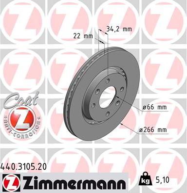 Zimmermann 440.3105.20 - Brake Disc onlydrive.pro