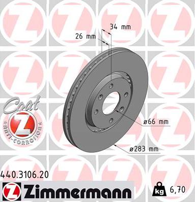 Zimmermann 440.3106.20 - Brake Disc onlydrive.pro