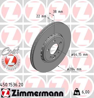 Zimmermann 450.1536.20 - Brake Disc onlydrive.pro