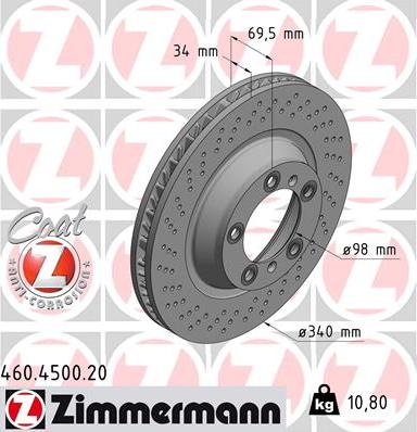 Zimmermann 460.4500.20 - Brake Disc onlydrive.pro