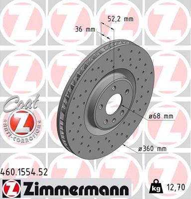 Zimmermann 460.1554.52 - Stabdžių diskas onlydrive.pro