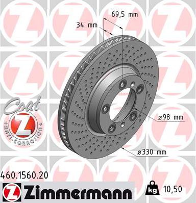 Zimmermann 460.1560.20 - Bremžu diski onlydrive.pro