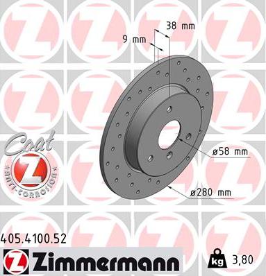 Zimmermann 405.4100.52 - Brake Disc onlydrive.pro