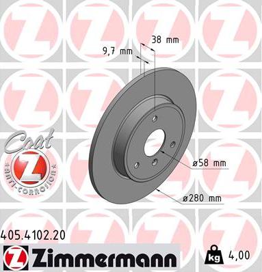 Zimmermann 405.4102.20 - Brake Disc onlydrive.pro