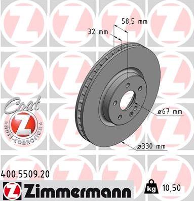 Zimmermann 400.5509.20 - Brake Disc onlydrive.pro