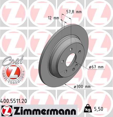 Zimmermann 400.5511.20 - Stabdžių diskas onlydrive.pro