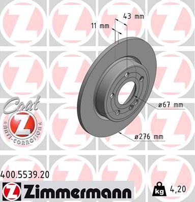 Zimmermann 400.5539.20 - Brake Disc onlydrive.pro