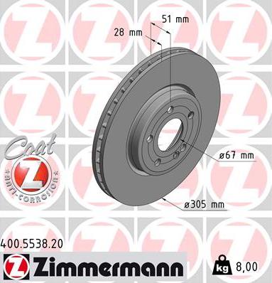 Zimmermann 400.5538.20 - Brake Disc onlydrive.pro
