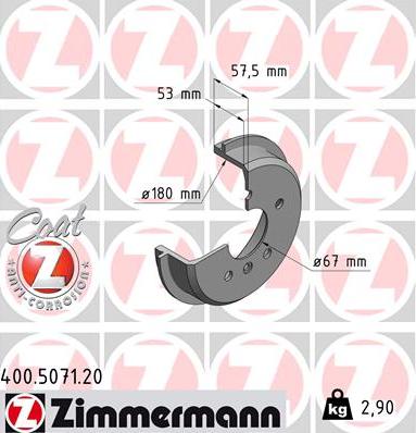 Zimmermann 400.5071.20 - Bremžu trumulis onlydrive.pro