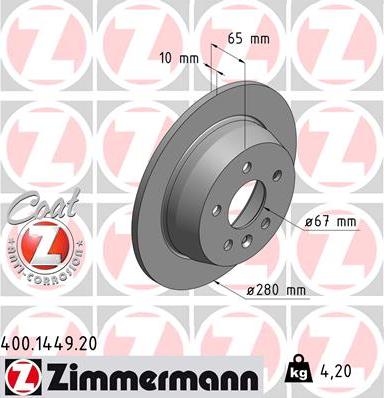 Zimmermann 400.1449.20 - Brake Disc onlydrive.pro