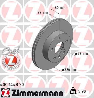 Zimmermann 400.1448.20 - Brake Disc onlydrive.pro