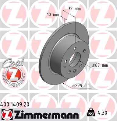 Zimmermann 400.1409.20 - Brake Disc onlydrive.pro