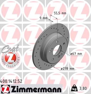 Zimmermann 400.1412.52 - Brake Disc onlydrive.pro