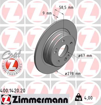 Zimmermann 400.1420.20 - Brake Disc onlydrive.pro