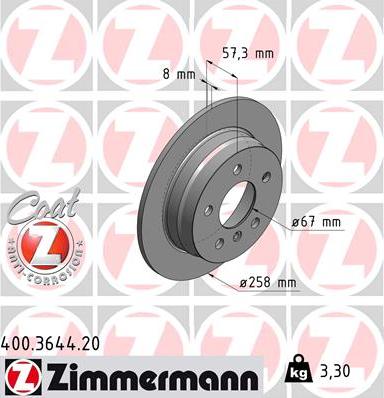 Zimmermann 400.3644.20 - Brake Disc onlydrive.pro