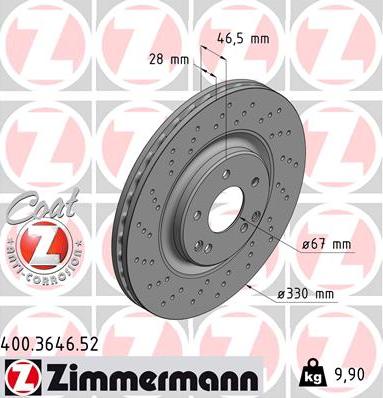 Zimmermann 400.3646.52 - Brake Disc onlydrive.pro