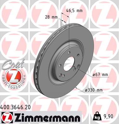 Zimmermann 400.3646.20 - Brake Disc onlydrive.pro