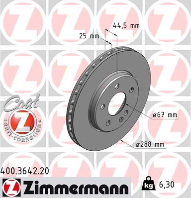 Zimmermann 400.3642.20 - Stabdžių diskas onlydrive.pro