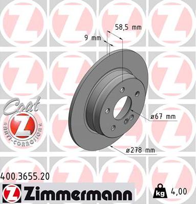 Zimmermann 400.3655.20 - Bremžu diski onlydrive.pro