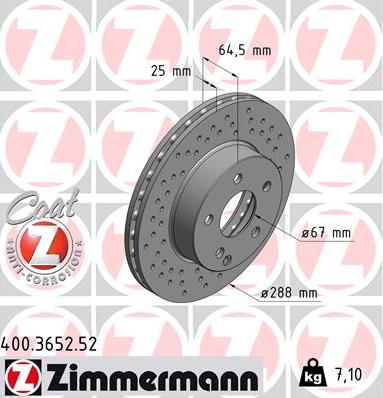 Zimmermann 400.3652.52 - Bremžu diski onlydrive.pro