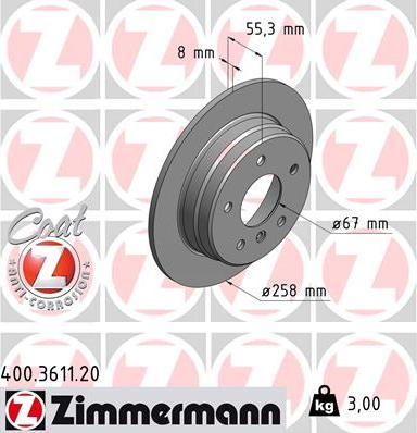 Zimmermann 400.3611.20 - Brake Disc onlydrive.pro