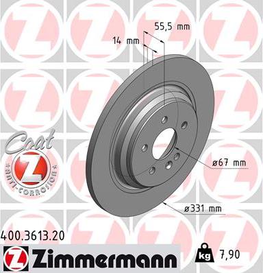 Zimmermann 400.3613.20 - Brake Disc onlydrive.pro