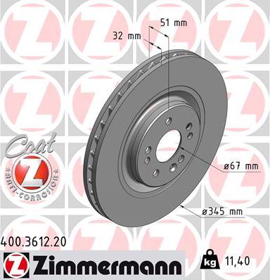 Zimmermann 400.3612.20 - Brake Disc onlydrive.pro