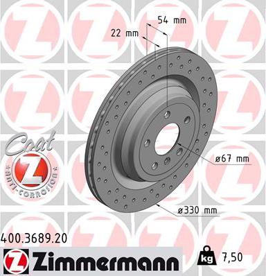 Zimmermann 400.3689.20 - Brake Disc onlydrive.pro