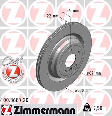 Zimmermann 400.3687.20 - Brake Disc onlydrive.pro