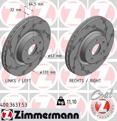 Zimmermann 400.3637.53 - Тормозной диск onlydrive.pro