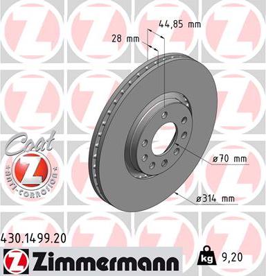 Zimmermann 430.1499.20 - Brake Disc onlydrive.pro